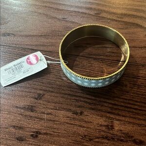 Gold, Black, and White Bangle Bracelet